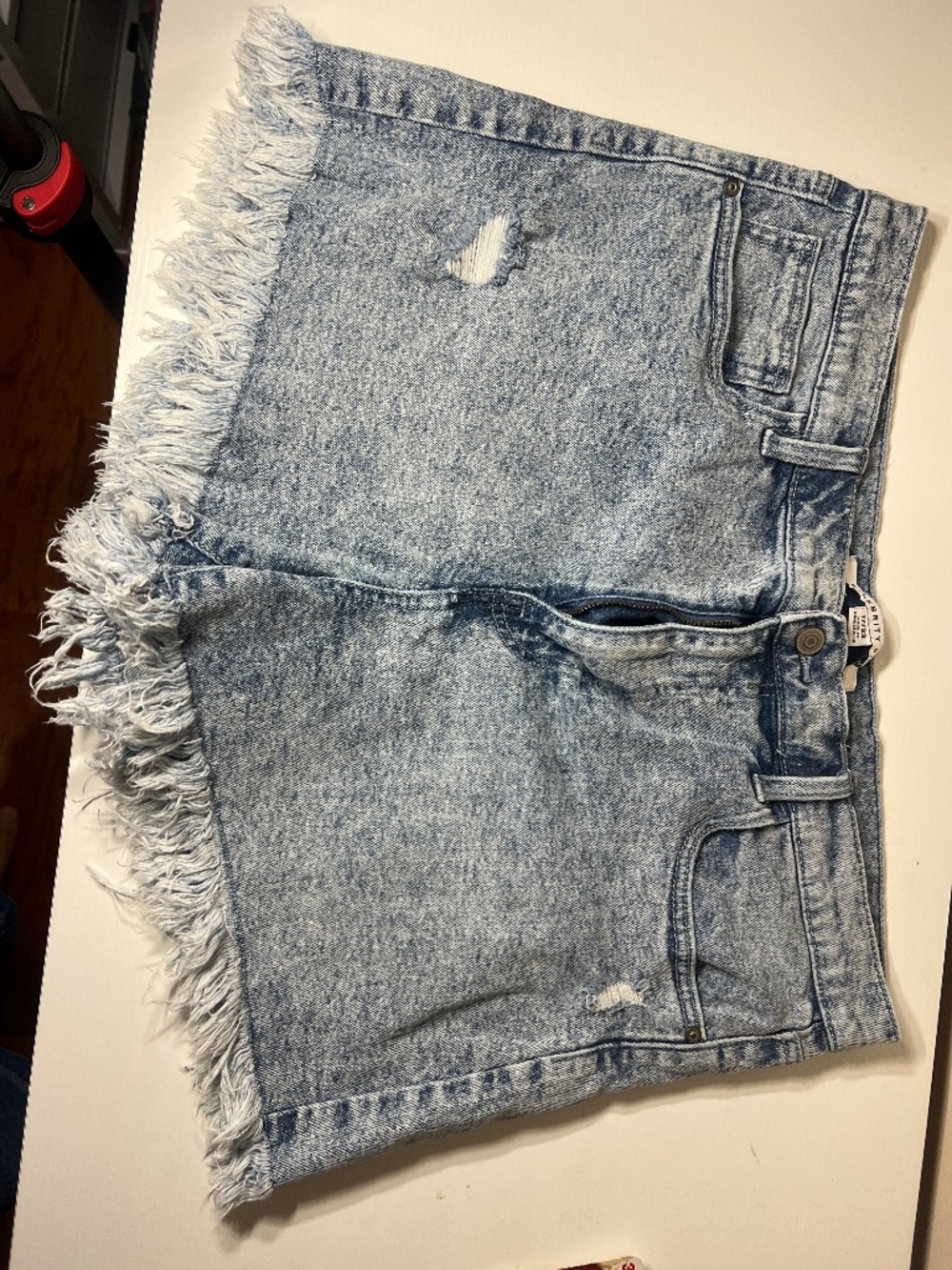 Denim shorts with fraying. Size 17
